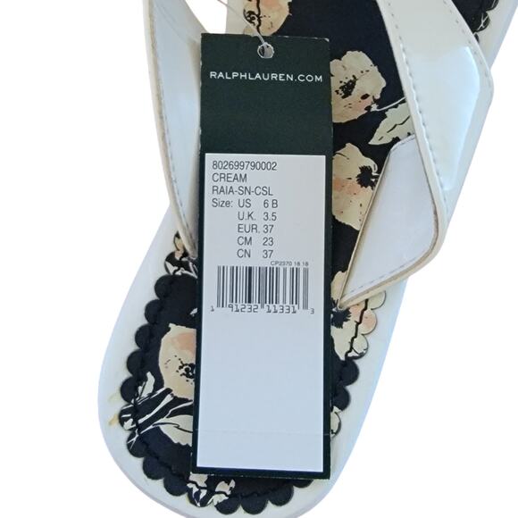 Lauren Ralph Lauren Women Raia Flip Flop Thong Sandals Size US 6B Cream White - Picture 4 of 4